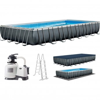 Каркасный бассейн INTEX ULTRA FRAME 26374 975х 488х132см, фильтр-насос, лестница, тент, подстилка Каркасный бассейн INTEX ULTRA FRAME 26374 975х 488х132см, фильтр-насос, лестница, тент, подстилка