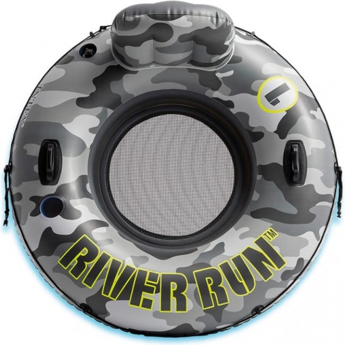 Надувной круг-кресло INTEX CAMO RIVER RUN с ручками 135см до 100кг 56835