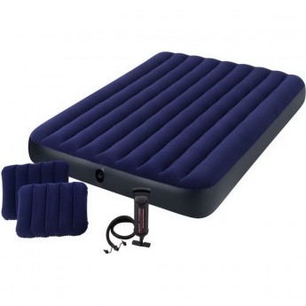 Надувной матрас INTEX CLASSIC DOWNY AIRBED FIBER-TECH 64765, 152х203х25см с подушками и насосом Надувной матрас INTEX CLASSIC DOWNY AIRBED FIBER-TECH 64765, 152х203х25см с подушками и насосом